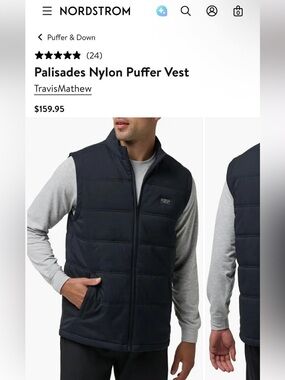 Travis Mathew Navy Quilted Nylon Puffer Vest MEDIUM
